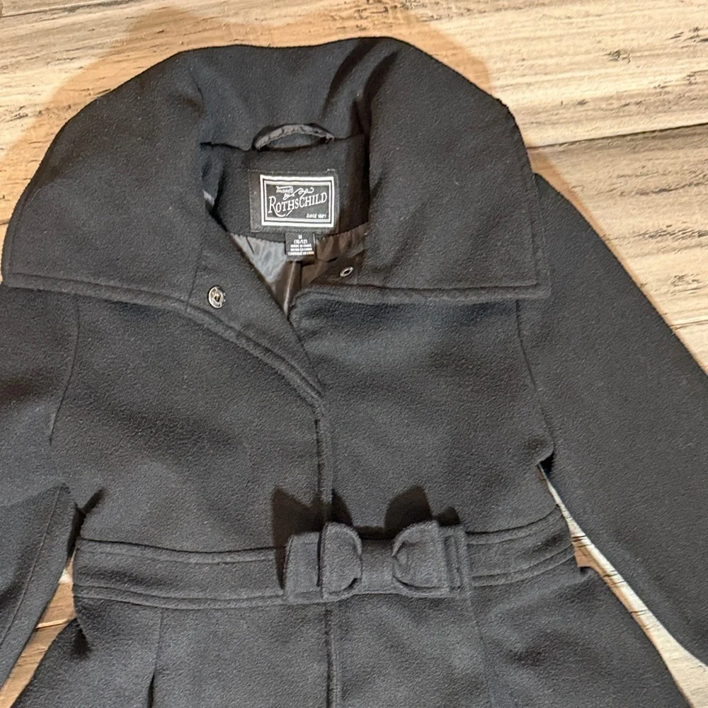 Rothschild Black Belted Fit-and-Flare Wool Coat